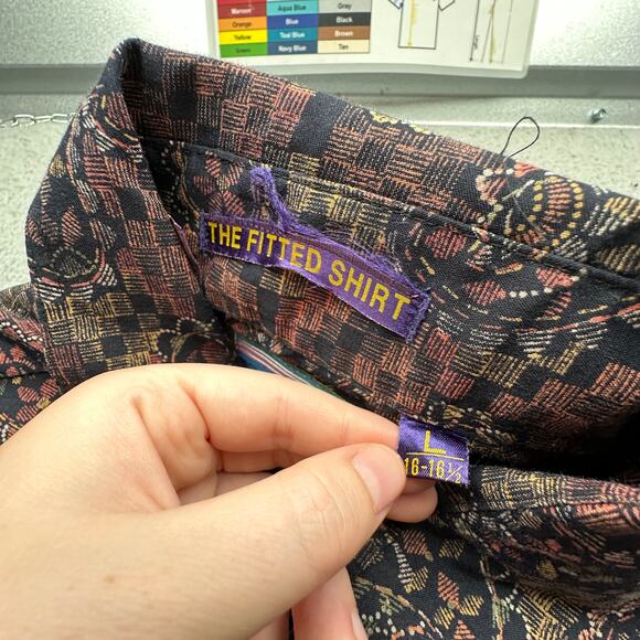 Vintage 70s Strung Out Psychedelic Button Long Sleeve The Fitted Shirt Men Large - Picture 7 of 9